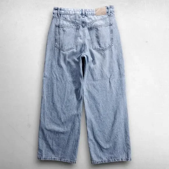 Cotton:On Relaxed Wide Leg Jeans 100% Cotton Denim Women 6 Light Blue Skater 90s - Picture 3 of 13